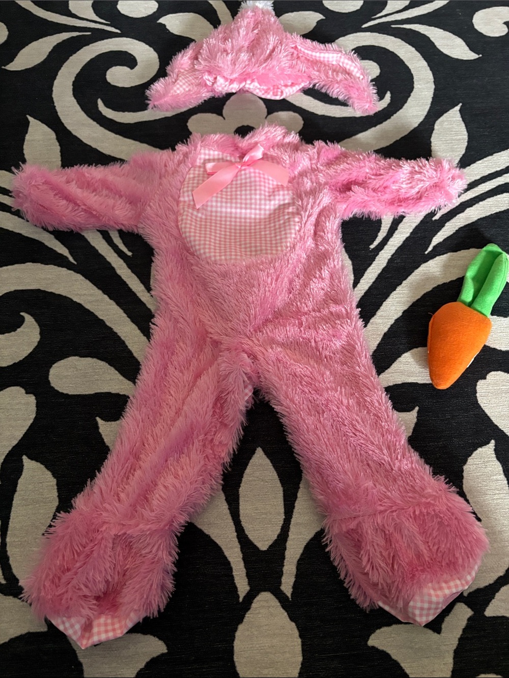 Rubie's Pink Fuzzy Bunny Costume with Hood and Carrot Toy